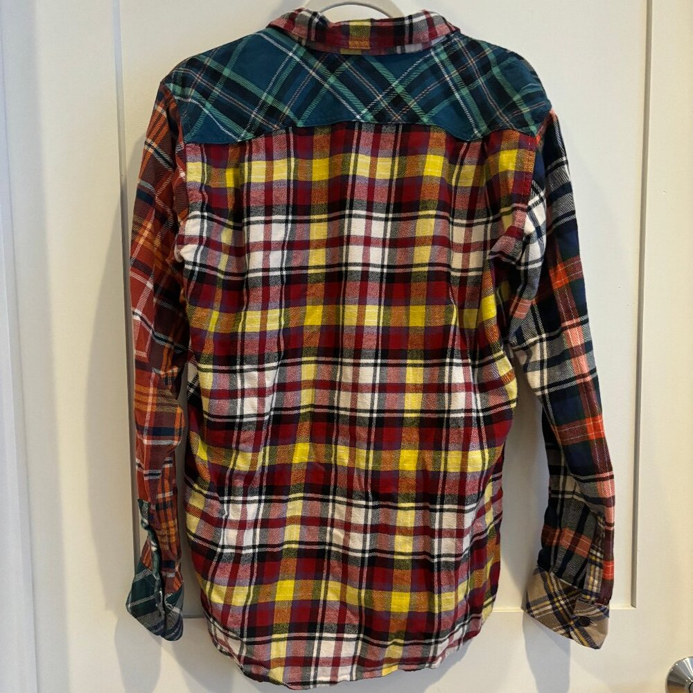 Uniqlo Patchwork Multicolored Checked Flannel Shirt - Picture 3 of 5